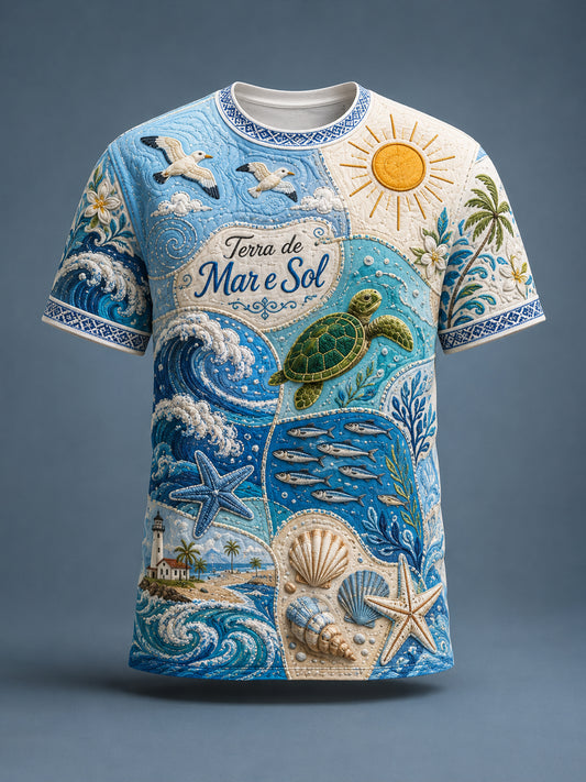Masculina Portuguesa Estilo Resort Art Print Casual T-Shirt