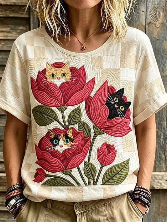 Top Elegante de Algodão-Linho Feminino