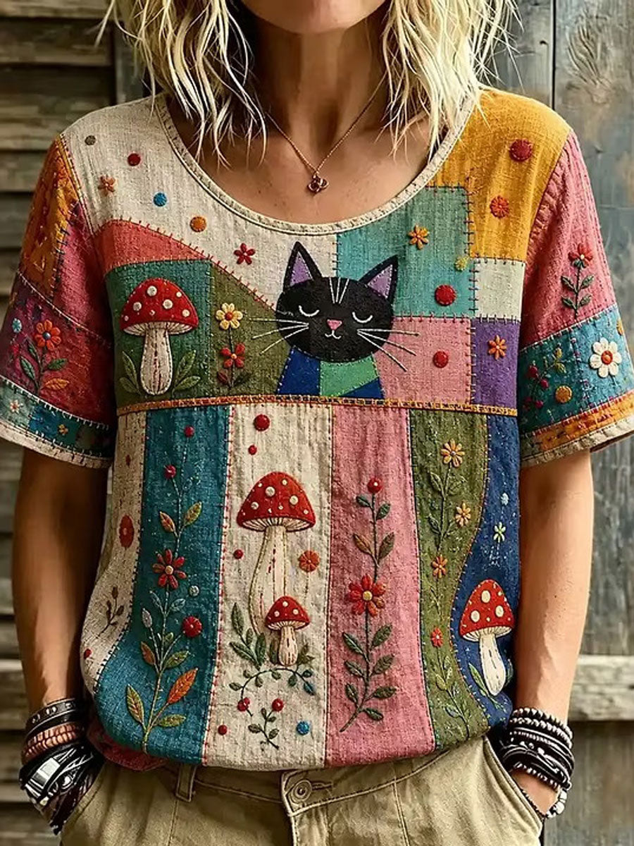 Blusa Elegante de Algodão e Linho para Mulheres