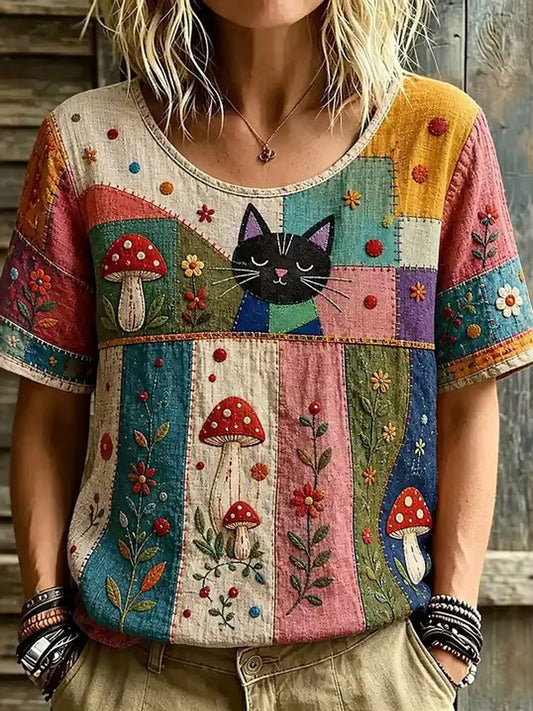 Blusa Elegante de Algodão e Linho para Mulheres