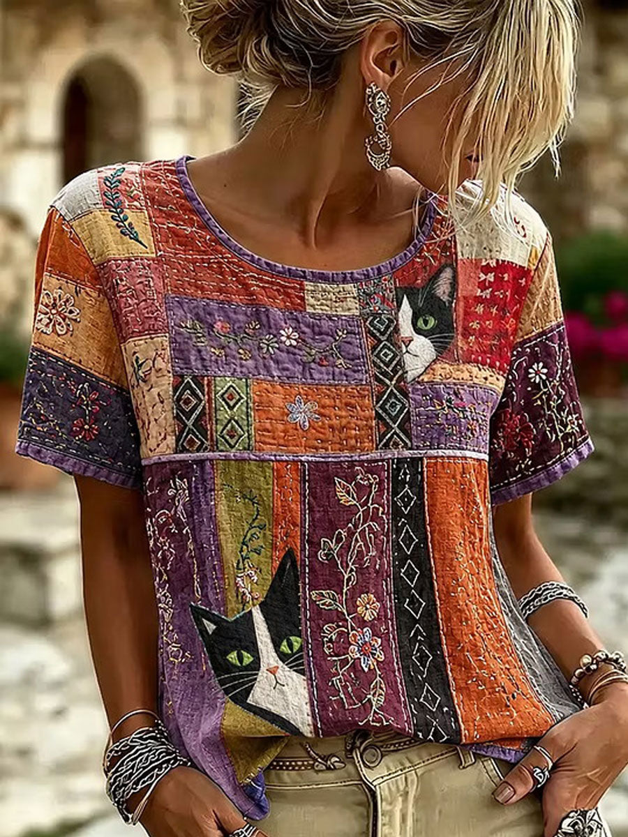 Blusa Elegante de Algodão e Linho para Mulheres
