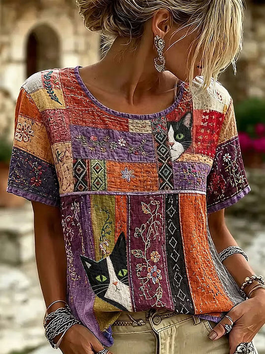 Blusa Elegante de Algodão e Linho para Mulheres