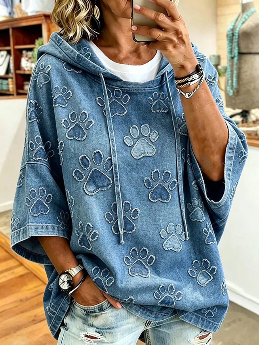 Arte de impressão de pata feminina Casual Top