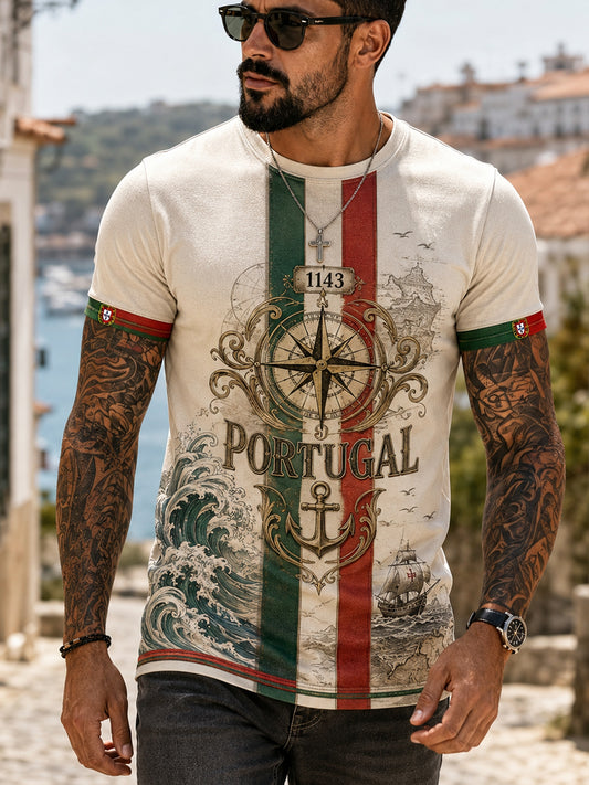 Camiseta com Estampa Artística do Espírito Português e do Sentimento Patriótico Masculino