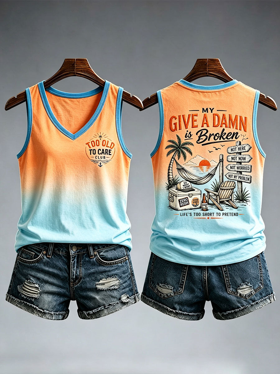 Mulheres's My Give A Damn Is Quebrado Tank Top
