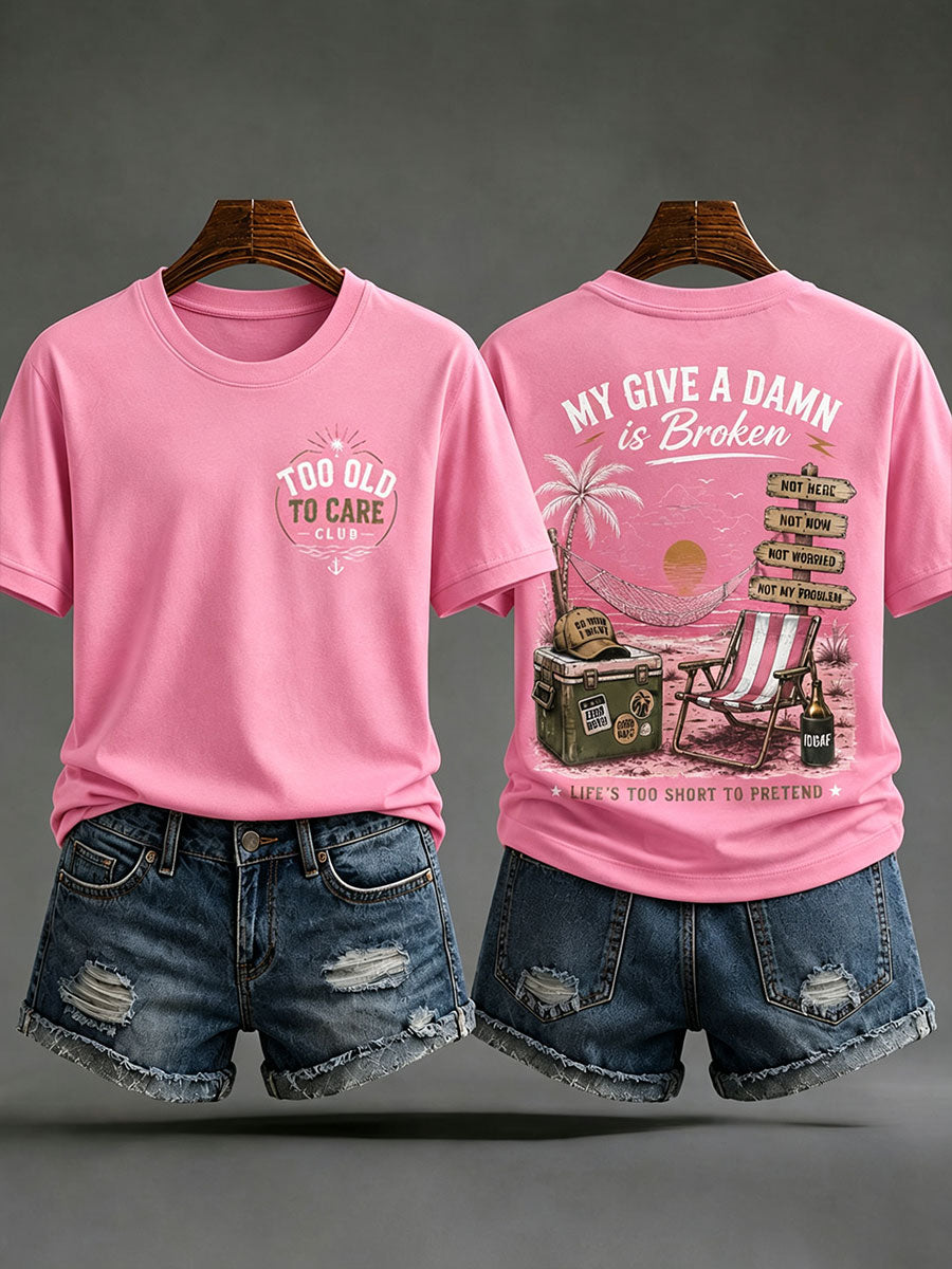 Camisetas femininas do tipo "minha dá a mínima está quebrada'