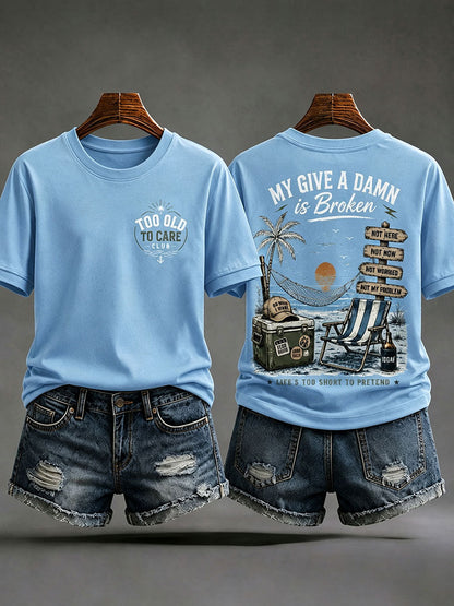 Camisetas femininas do tipo "minha dá a mínima está quebrada'