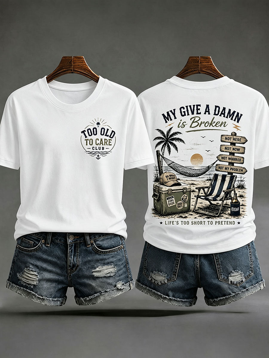 Camisetas femininas do tipo "minha dá a mínima está quebrada'