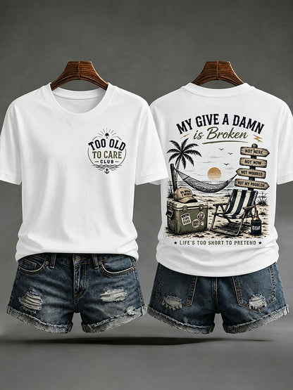Camisetas femininas do tipo "minha dá a mínima está quebrada'