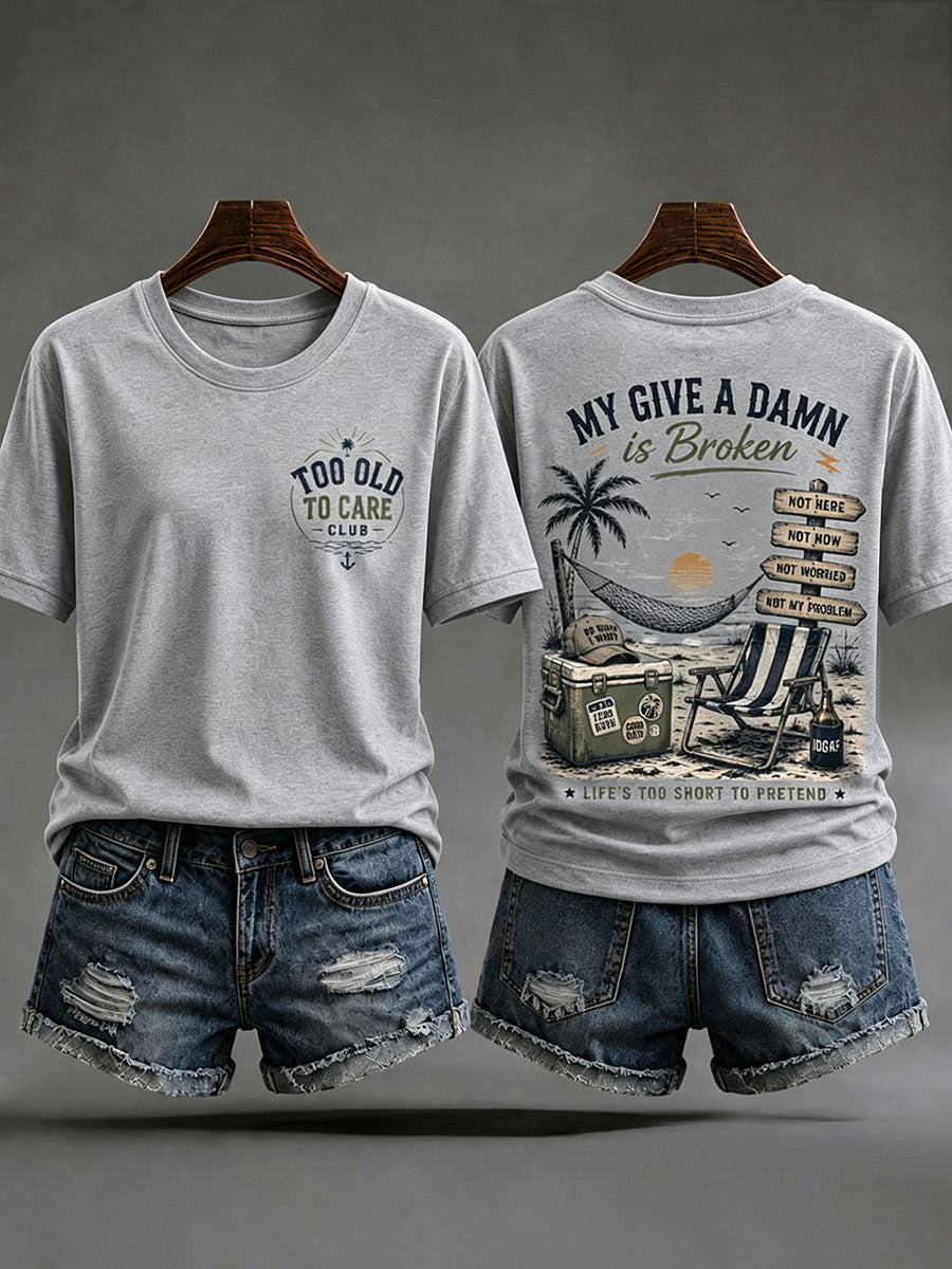 Camisetas femininas do tipo "minha dá a mínima está quebrada'