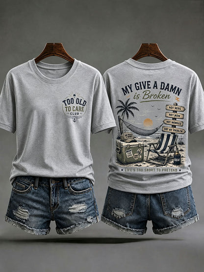 Camisetas femininas do tipo "minha dá a mínima está quebrada'