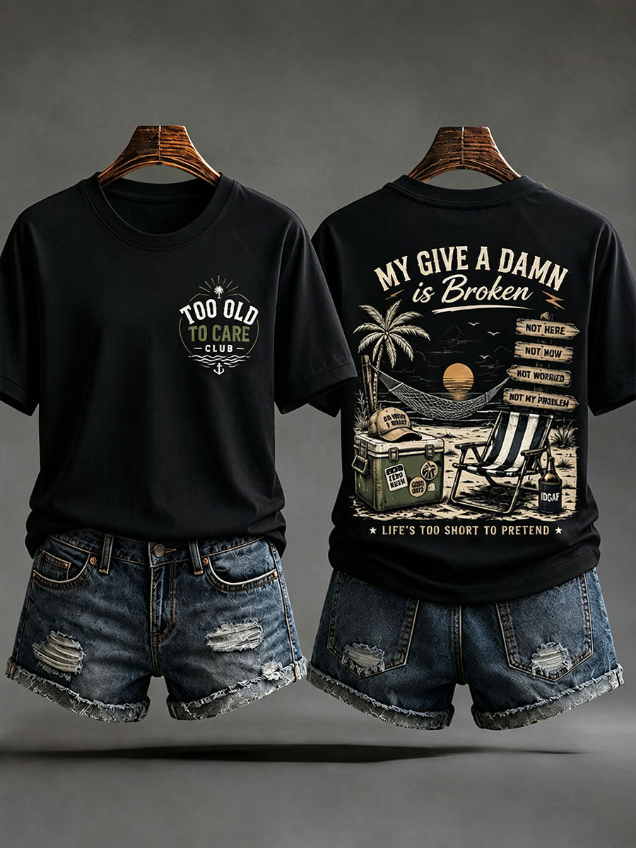Camisetas femininas do tipo "minha dá a mínima está quebrada'