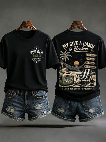 Camisetas femininas do tipo "minha dá a mínima está quebrada'