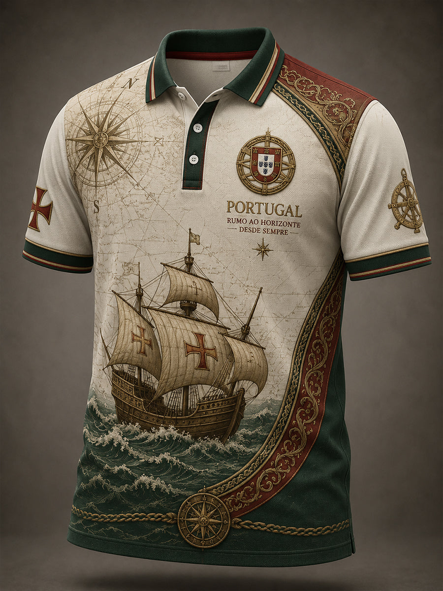 Espírito Náutico Português Masculino Patriótico Elementos Culturais Art Print Polo Shirt