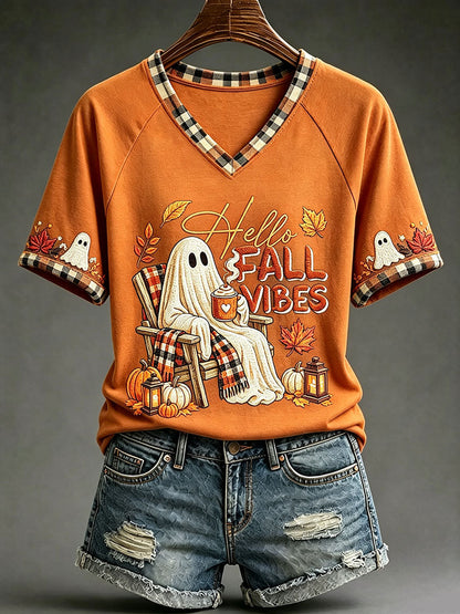 Camisetas femininas de Outono V-Neck