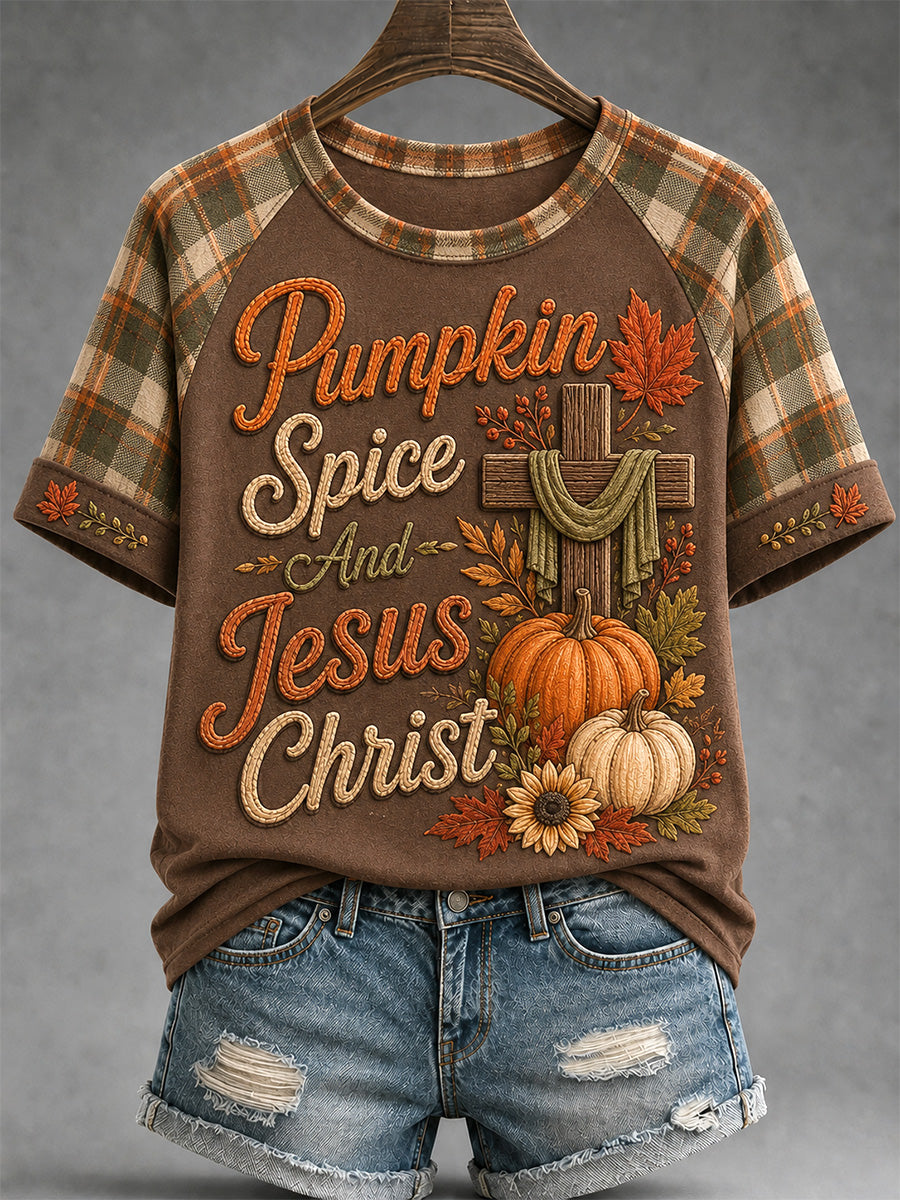 Spice Abóbora das mulheres e Jesus Cristo Imprimir Casual Tee