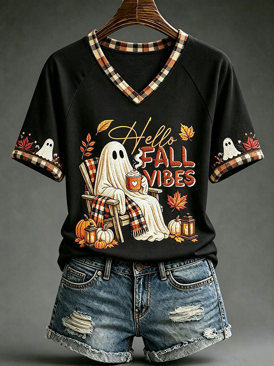Camisetas femininas de Outono V-Neck