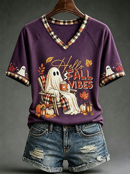 Camisetas femininas de Outono V-Neck
