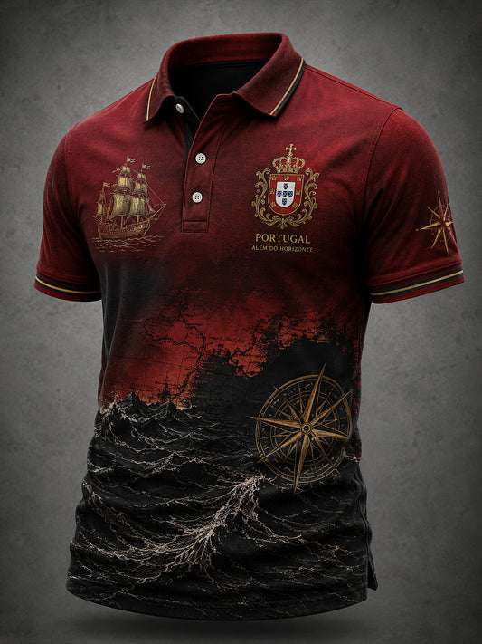 Camiseta com estampa artística masculina temática de espírito náutico português