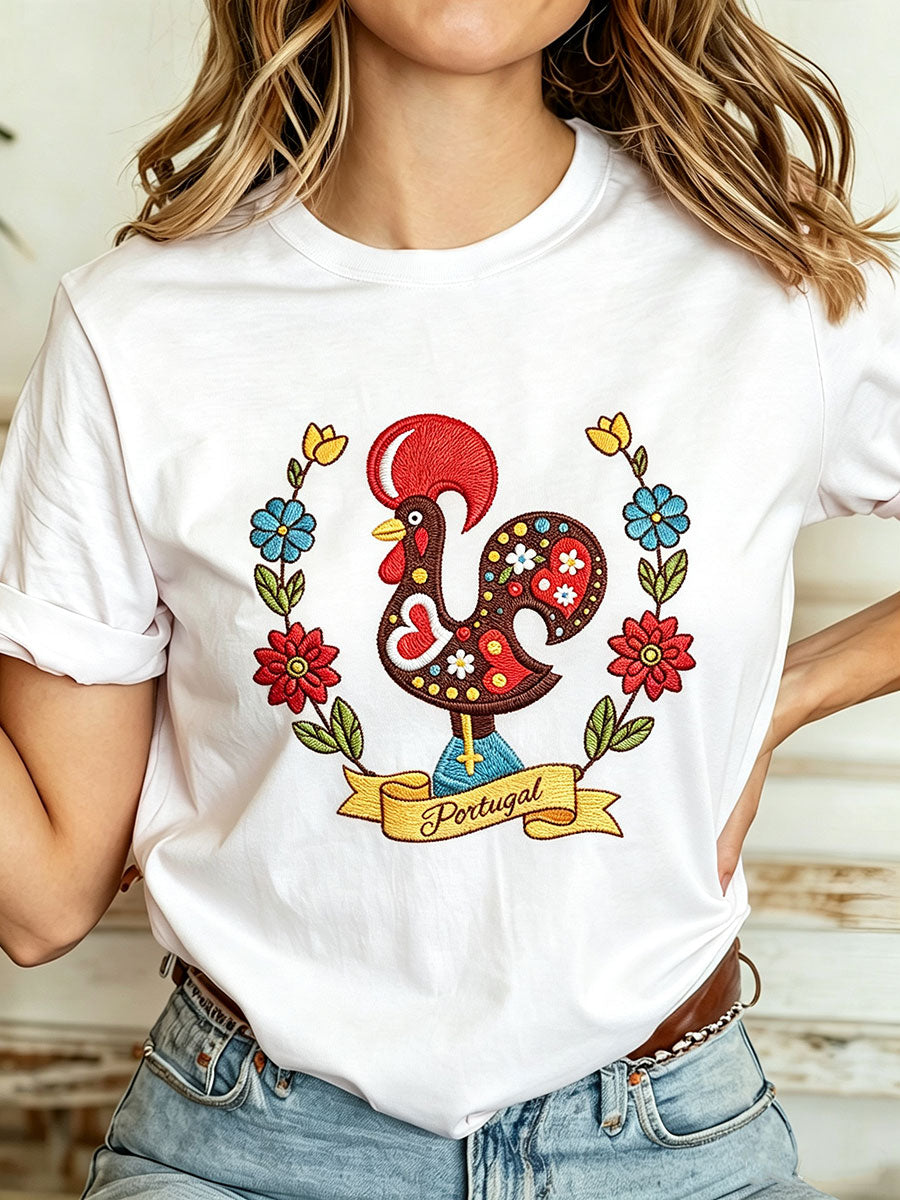 Camiseta Casual Estampada Feminina de Portugal