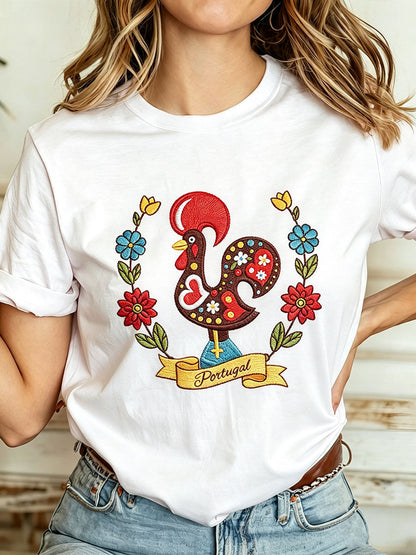 Camiseta Casual Estampada Feminina de Portugal