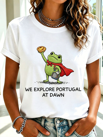 Camiseta Casual Estampada Feminina de Portugal