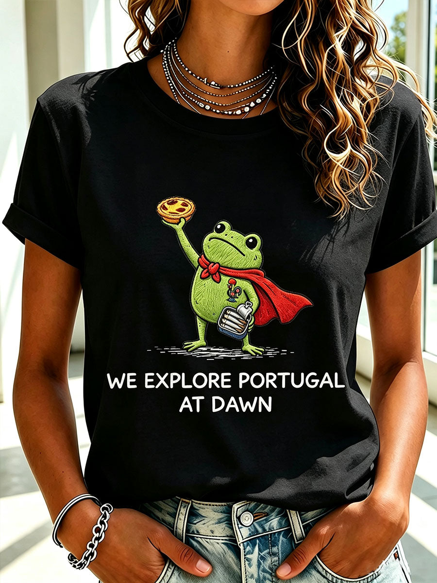 Camiseta Casual Estampada Feminina de Portugal