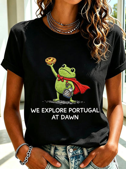 Camiseta Casual Estampada Feminina de Portugal