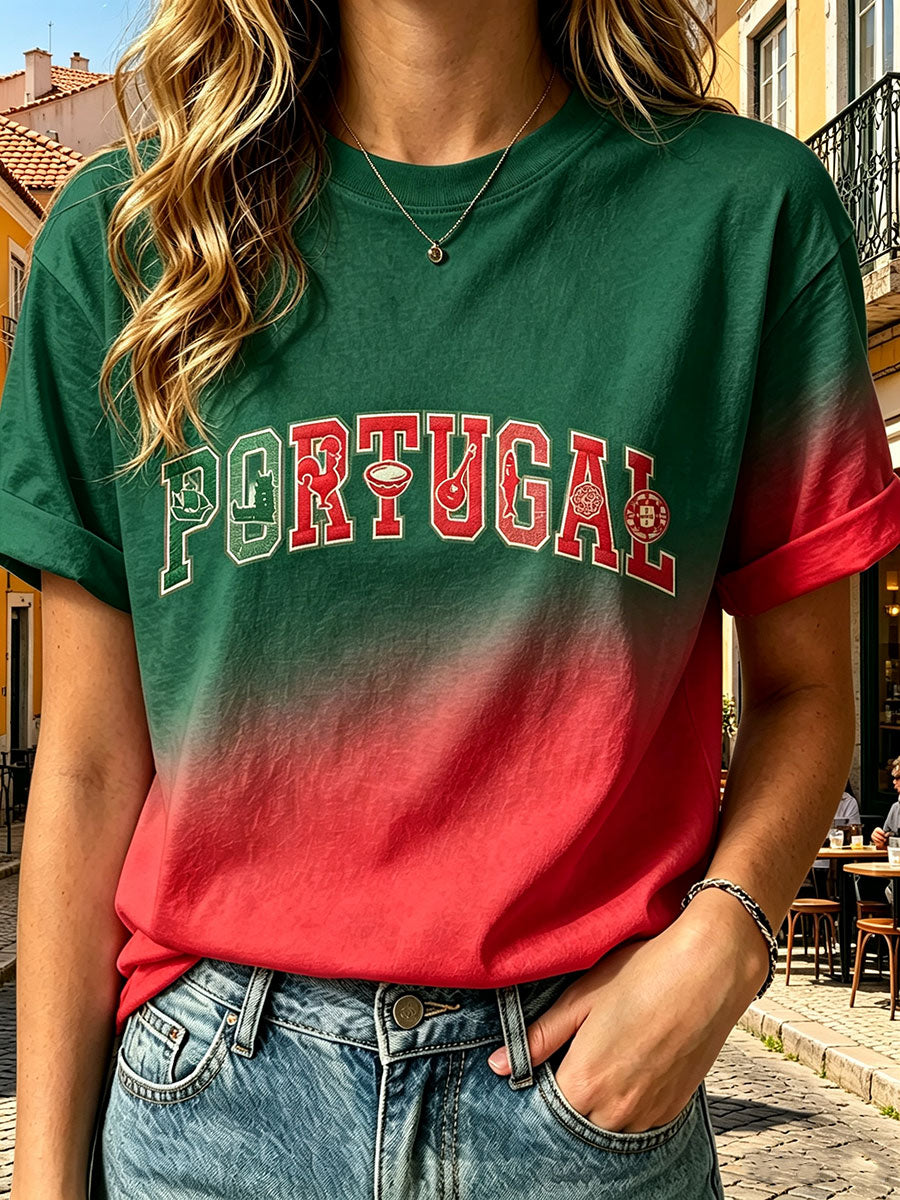 Camiseta Casual Estampada de Mulher de Portugal