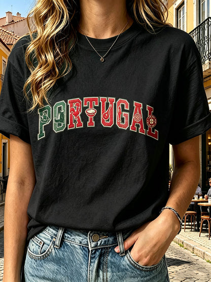 Camiseta Casual Estampada de Mulher de Portugal