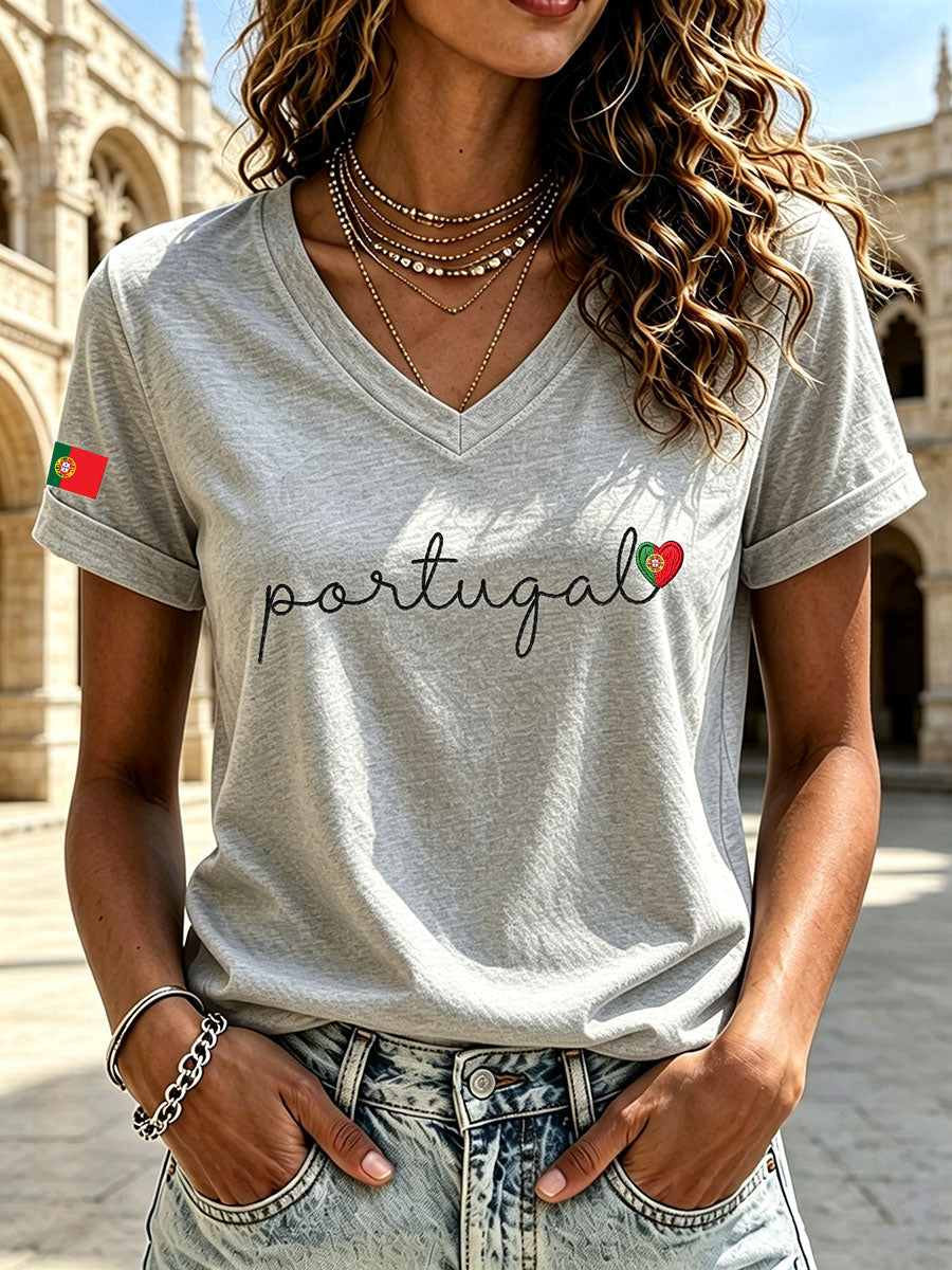 Camiseta Casual Estampada de Mulher de Portugal