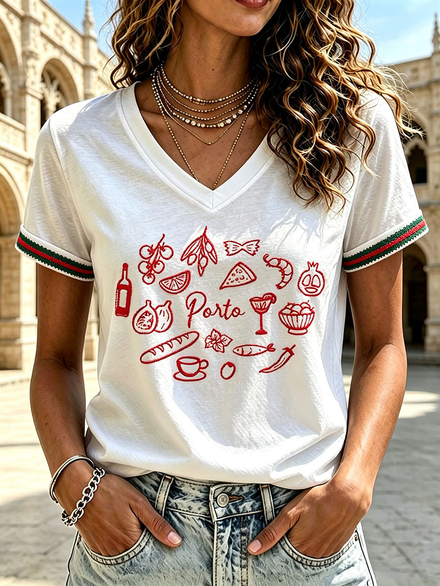 Camiseta Casual Estampada de Mulher de Portugal