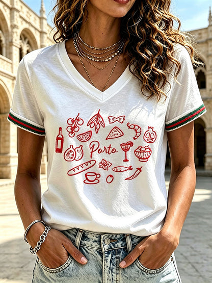 Camiseta Casual Estampada de Mulher de Portugal
