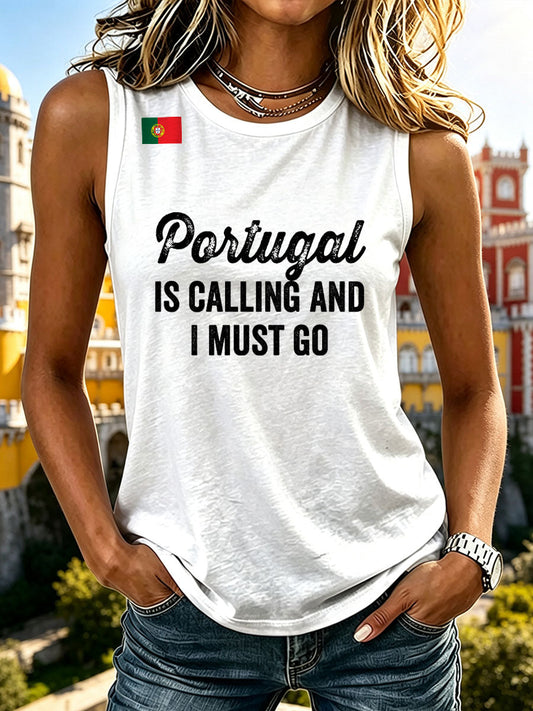 Colete Casual Impresso 'Portugal Está Chamando E Eu Devo I' das Mulheres
