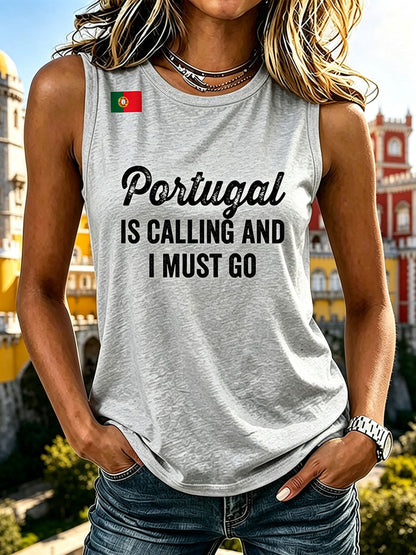 Colete Casual Impresso 'Portugal Está Chamando E Eu Devo I' das Mulheres