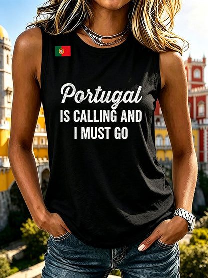 Colete Casual Impresso 'Portugal Está Chamando E Eu Devo I' das Mulheres