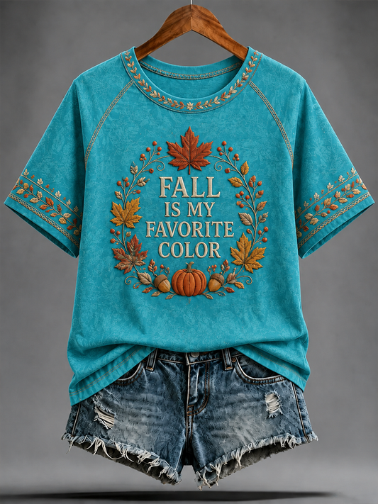 Women's FALL IS MY FAVORITE COLOR T-shirt impressa de manga curta