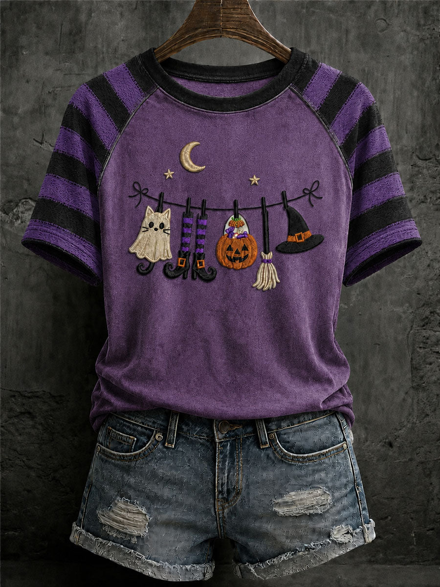 Camiseta Casual com Estampa de Fantasmas para Mulheres