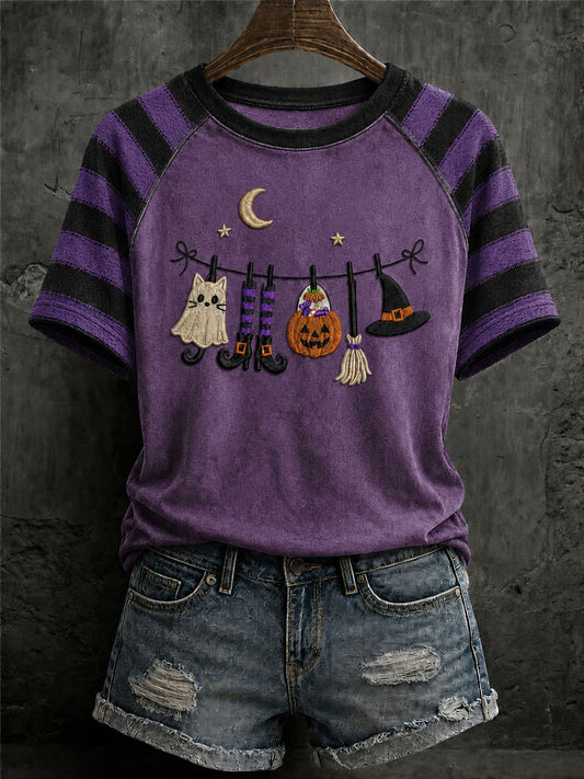 Camiseta Casual com Estampa de Fantasmas para Mulheres