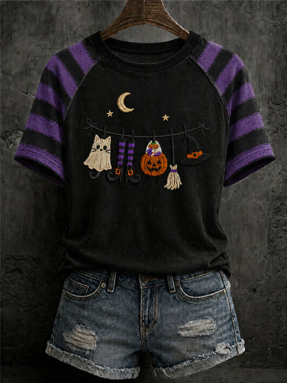 Camiseta Casual com Estampa de Fantasmas para Mulheres