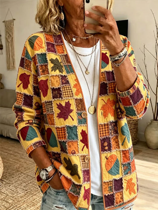 Cardigã de Outono em Patchwork para Mulheres
