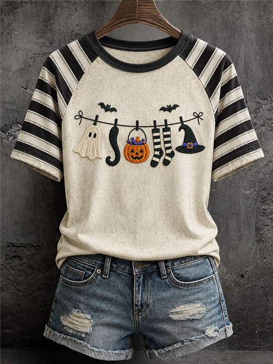 Camiseta Casual com Estampa de Fantasmas para Mulheres