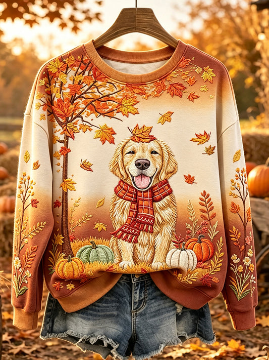 Cute outono Labrador Print gradiente confortável moletom feminino