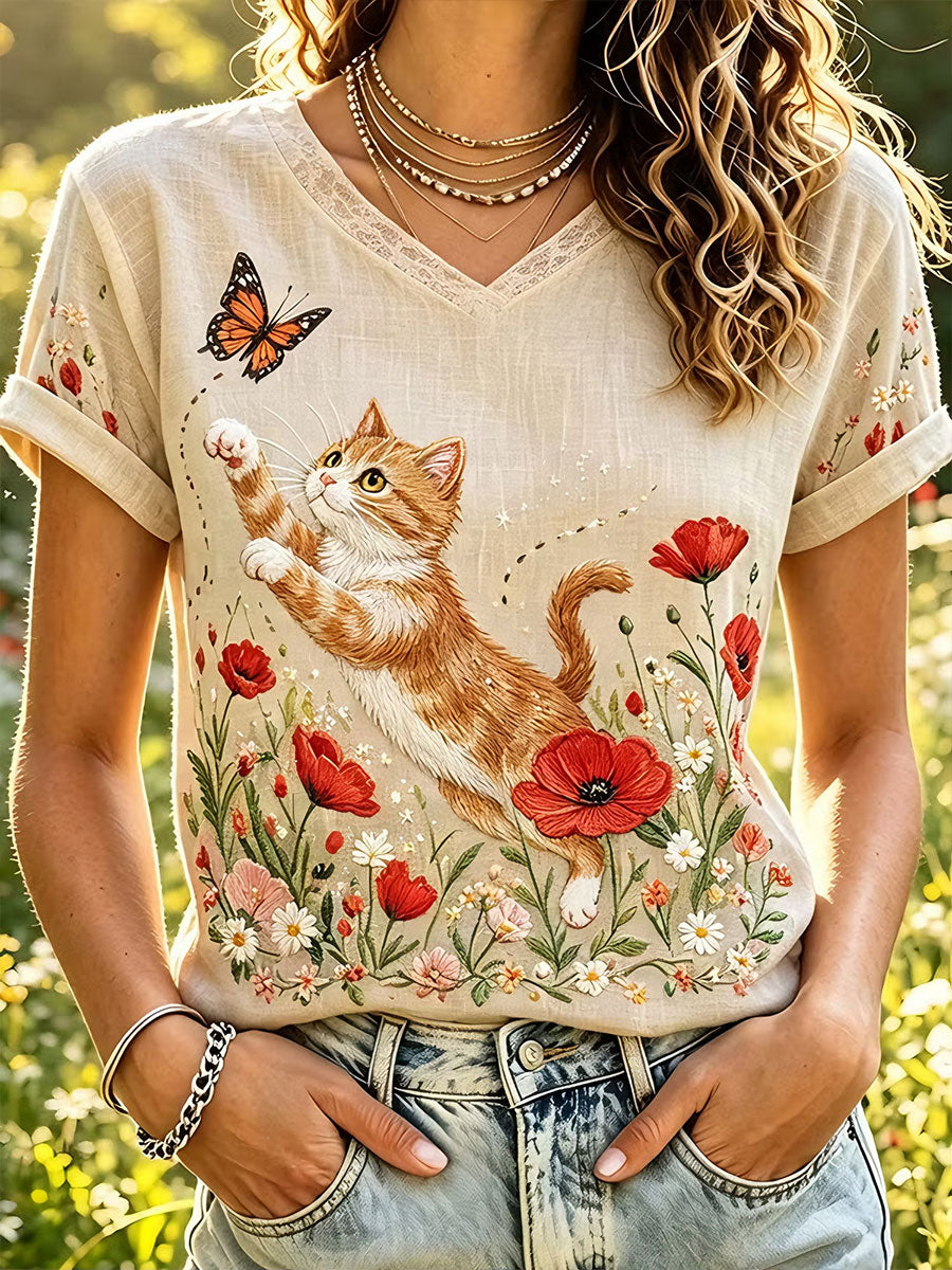 Blusa Elegante de Algodão e Linho para Mulheres