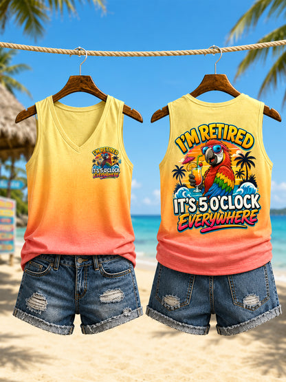 Estou aposentado das mulheres É 5 horas Everywhere Parrot Print Casual Vest