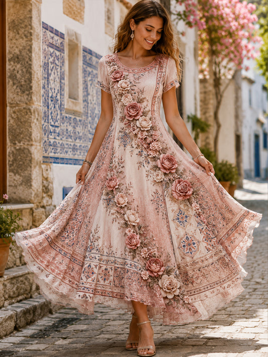 Mulheres Azulejo Português Elemento Cultural Vestido Estampado Arte