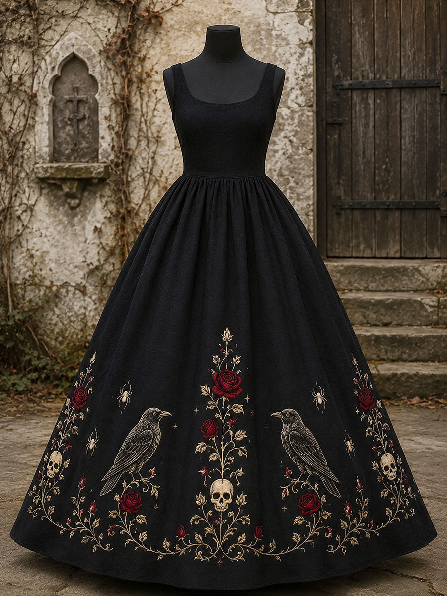 Vestido floral rosa gótico das mulheres