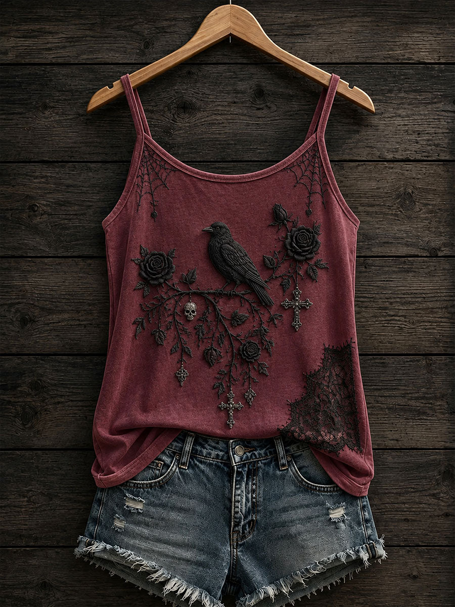 Camisola de alças gótico Raven Cross feminino