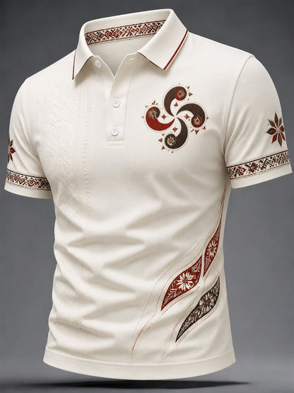 Blusa casual estampada com motivos bascos para homens