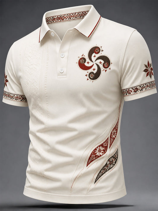 Blusa casual estampada com motivos bascos para homens